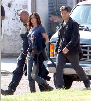 Adrianne Palicki on set of G.I. Joe 2 on August 29, 2011 