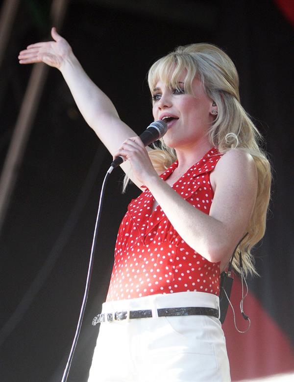 Aimee Anne duffy performing on stage during the 2009 V Festival on April 5, 2010 
