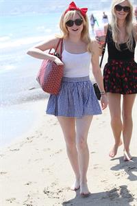 Alessandra Torresani on the beach in Malibu on July 4, 2011