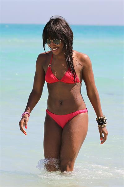 Alexandra Burke bikini candids Miami March 7, 2011 