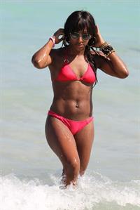 Alexandra Burke bikini candids Miami March 7, 2011 