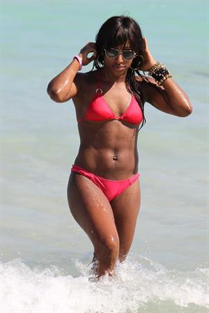 Alexandra Burke bikini candids Miami March 7, 2011 