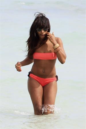 Alexandra Burke bikini candids Miami March 7, 2011 