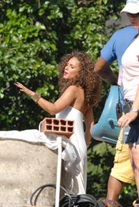 Alicia Keys filming her upcoming music video Put it in a Love Song in Rio de Janeiro on February 9, 2010 