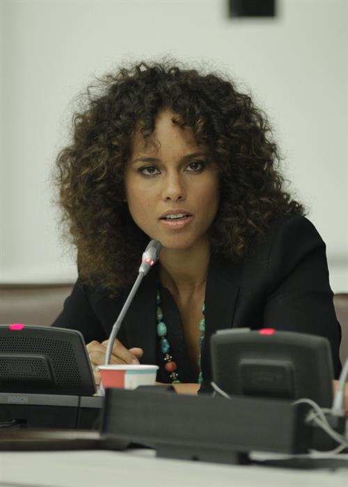 Alicia Keys attends the United Nations Social Innovation Summit in New York on May 5, 2012