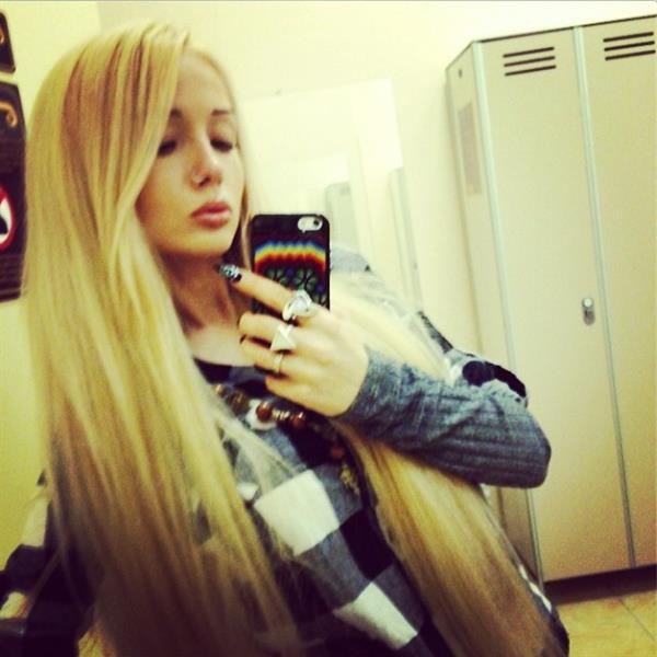 Valeria Lukyanova taking a selfie