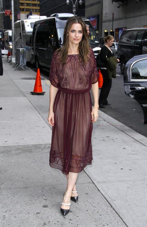 Amanda Peet arriving for David Letterman appearance on March 13, 2012
