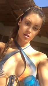 Hannah Stocking in a bikini taking a selfie
