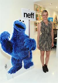 Amy Smart Neff Headwear 7th letter Sesame Street art exhibit on April 27, 2012