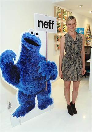Amy Smart Neff Headwear 7th letter Sesame Street art exhibit on April 27, 2012