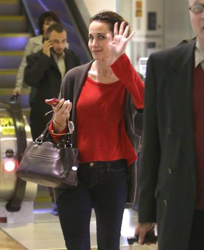 Andie MacDowell arriving on a flight at LAX airport December 7, 2012 