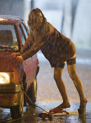 Anna Friel filming the BBC series The Street 