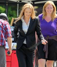 Anna Torv on the set of Fringe in Vancouver Canada on August 2, 2011