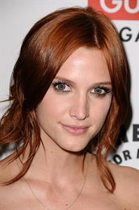 Ashlee Simpson in a black and white dress