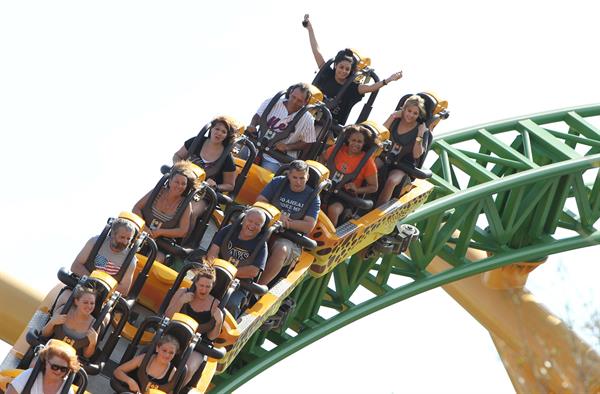 Ashley Benson and Vanessa Hudgens at Busch Gardens in Tampa Bay on March 3, 2012