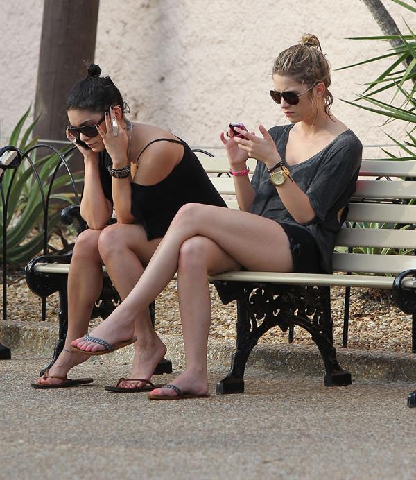 Ashley Benson and Vanessa Hudgens at Busch Gardens in Tampa Bay on March 3, 2012