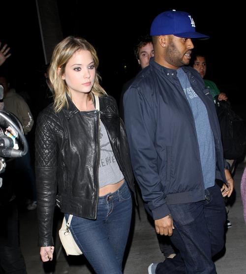 Ashley Benson arriving at the Staples Centre in Los Angeles on February 17, 2012