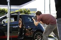 Catrinel Menghia - filming Fiat 500 Abarth ad  