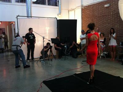 Catrinel Menghia - filming Fiat 500 Abarth ad  