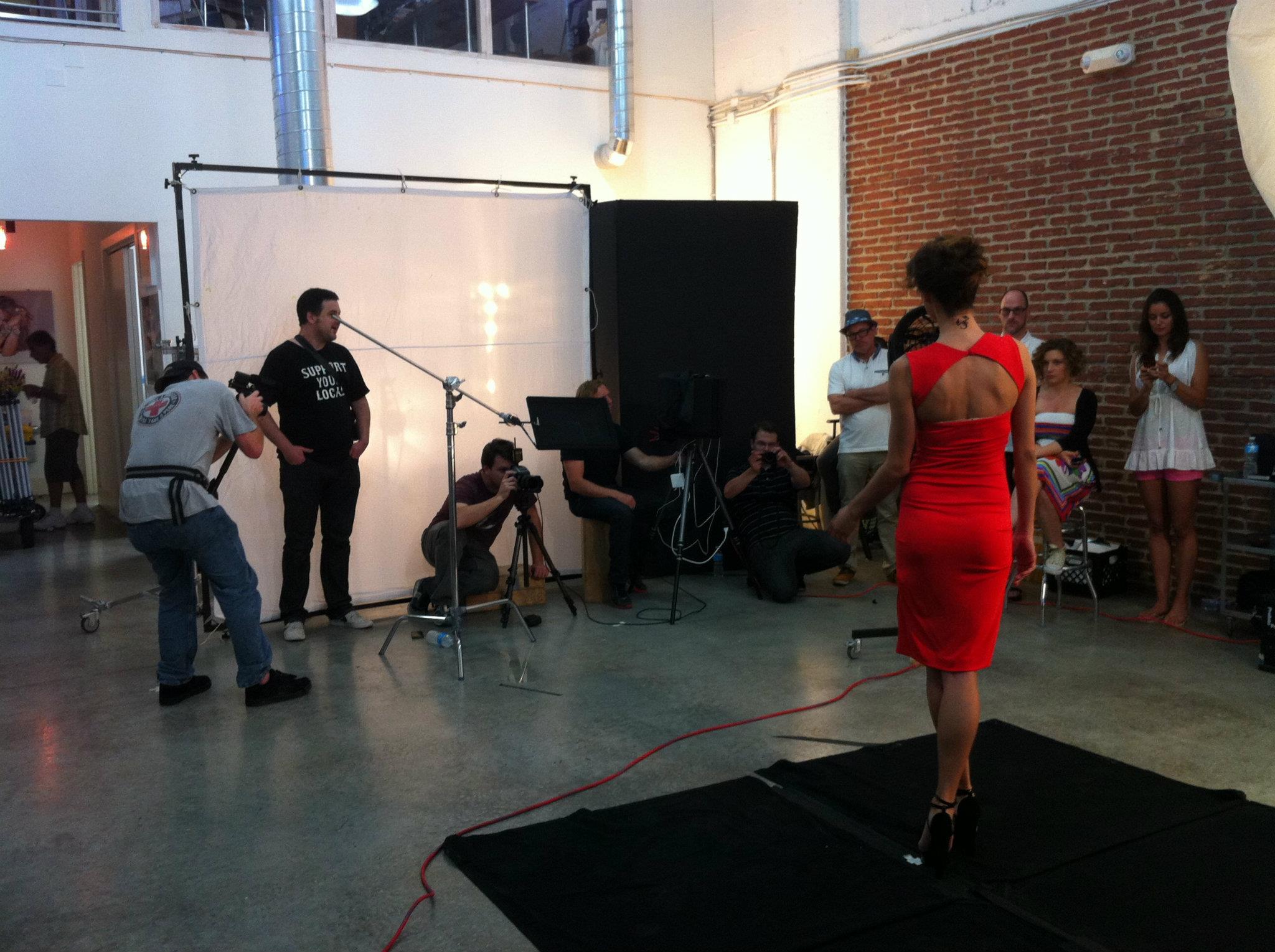 Catrinel Menghia - filming Fiat 500 Abarth ad  