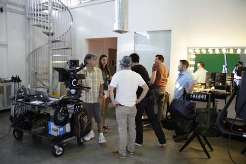 Catrinel Menghia - filming Fiat 500 Abarth ad  