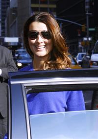 Cote De Pablo outside the Ed Sullivan Theater for Letterman on April 25, 2011 