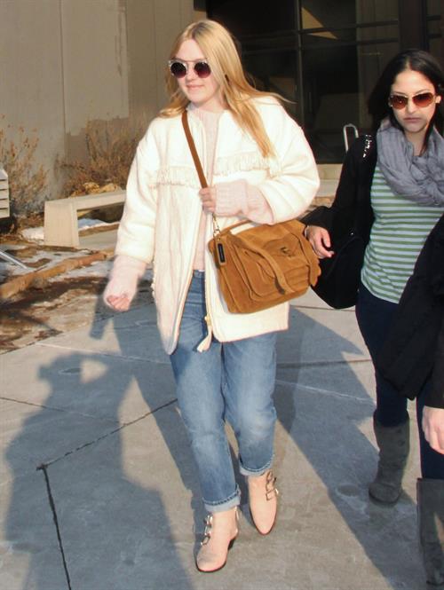 Dakota Fanning arriving in Salt Lake City to attend the Sundance Film Festival 1/21/13 