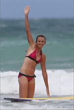 Daniela Hantuchova bikini beach surfing candids in Brisbane, Australia, December 26, 2012 