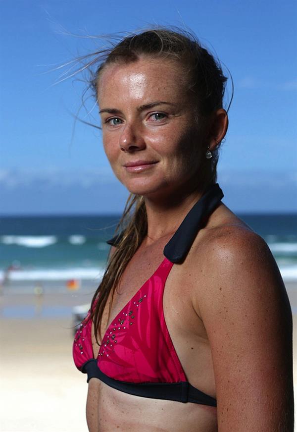 Daniela Hantuchova bikini beach surfing candids in Brisbane, Australia, December 26, 2012 