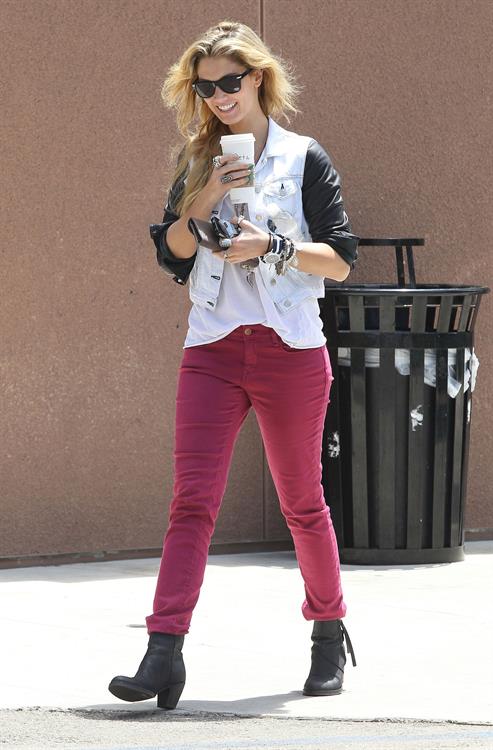 Delta Goodrem - Stopping to get a coffee on her way to work in Los Angeles, California - July 18, 2012