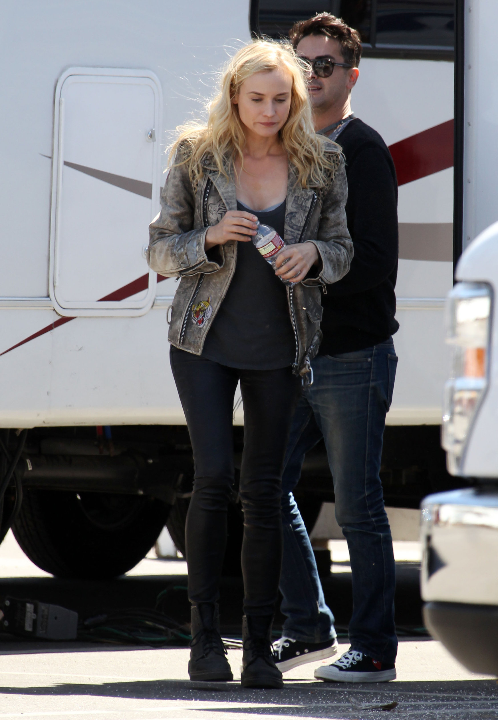 Diane Kruger On the set of her new Movie 'The Bridge' in Los Angeles on April 16, 2013 