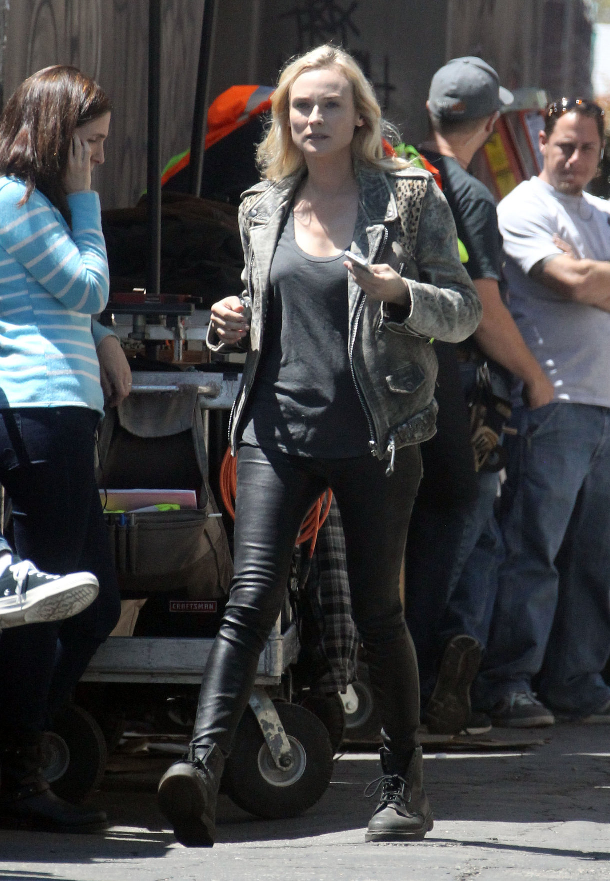Diane Kruger On the set of her new Movie 'The Bridge' in Los Angeles on April 16, 2013 