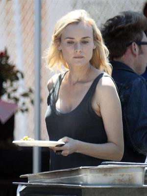 Diane Kruger On the set of her new Movie 'The Bridge' in Los Angeles on April 16, 2013 