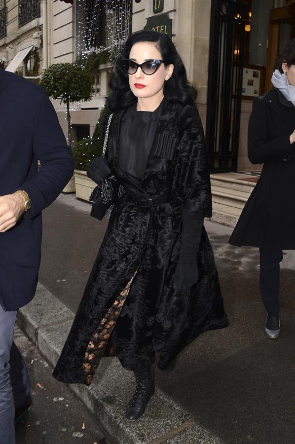 Dita Von Teese - Leaves Hotel Raphael in Paris 1/23/13  