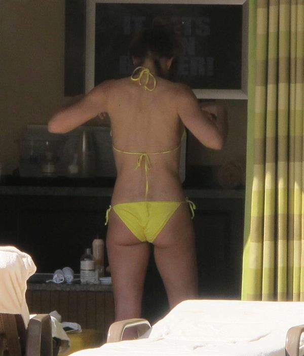 Elizabeth Hurley at a pool in Las Vegas July 7-2013 