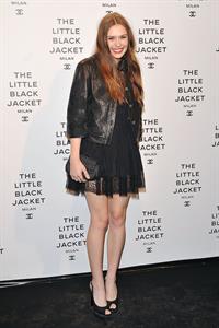 Elizabeth Olsen Chanel The Little Black Jacket - Karl Lagerfeld Photo Ehibition Dinner Party Milan, April 4, 2013 
