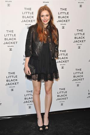 Elizabeth Olsen Chanel The Little Black Jacket - Karl Lagerfeld Photo Ehibition Dinner Party Milan, April 4, 2013 