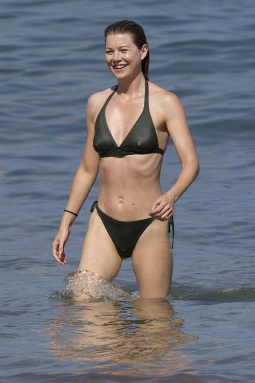 Ellen Pompeo - Wearing a sexy wet bikini on a beach in Maui (June 6, 2012)