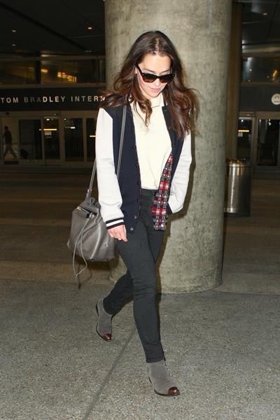 Emilia Clarke LAX airport in Los Angeles, October 15, 2013 