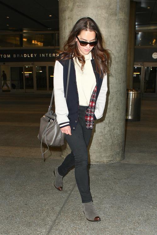 Emilia Clarke LAX airport in Los Angeles, October 15, 2013 