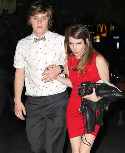 Emma Roberts in LA in a red dress 4/27/13  