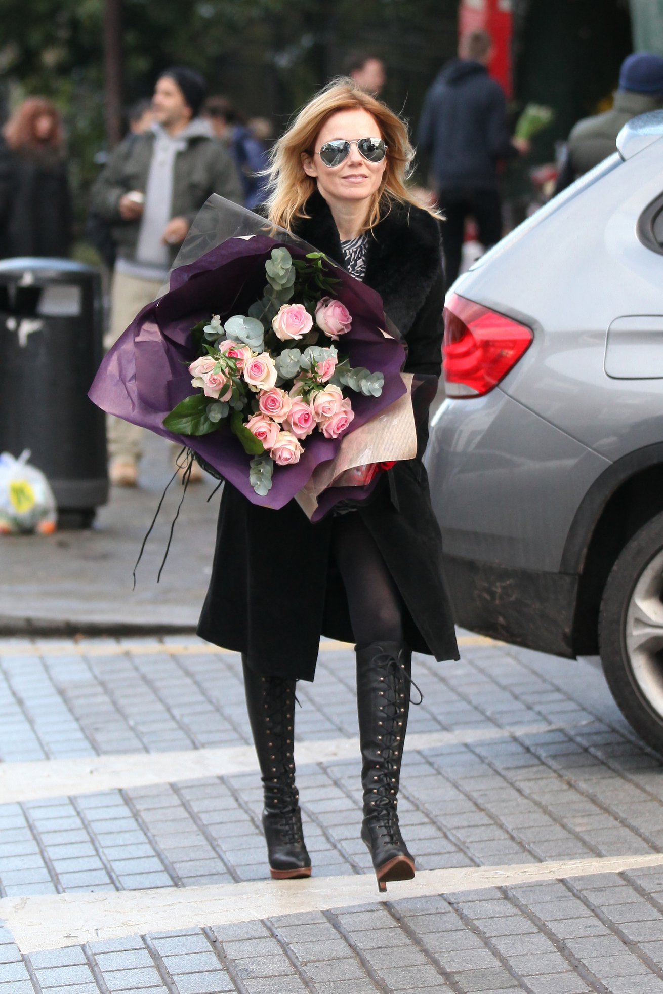 Geri Halliwell shopping for some roses in London on February 14, 2013