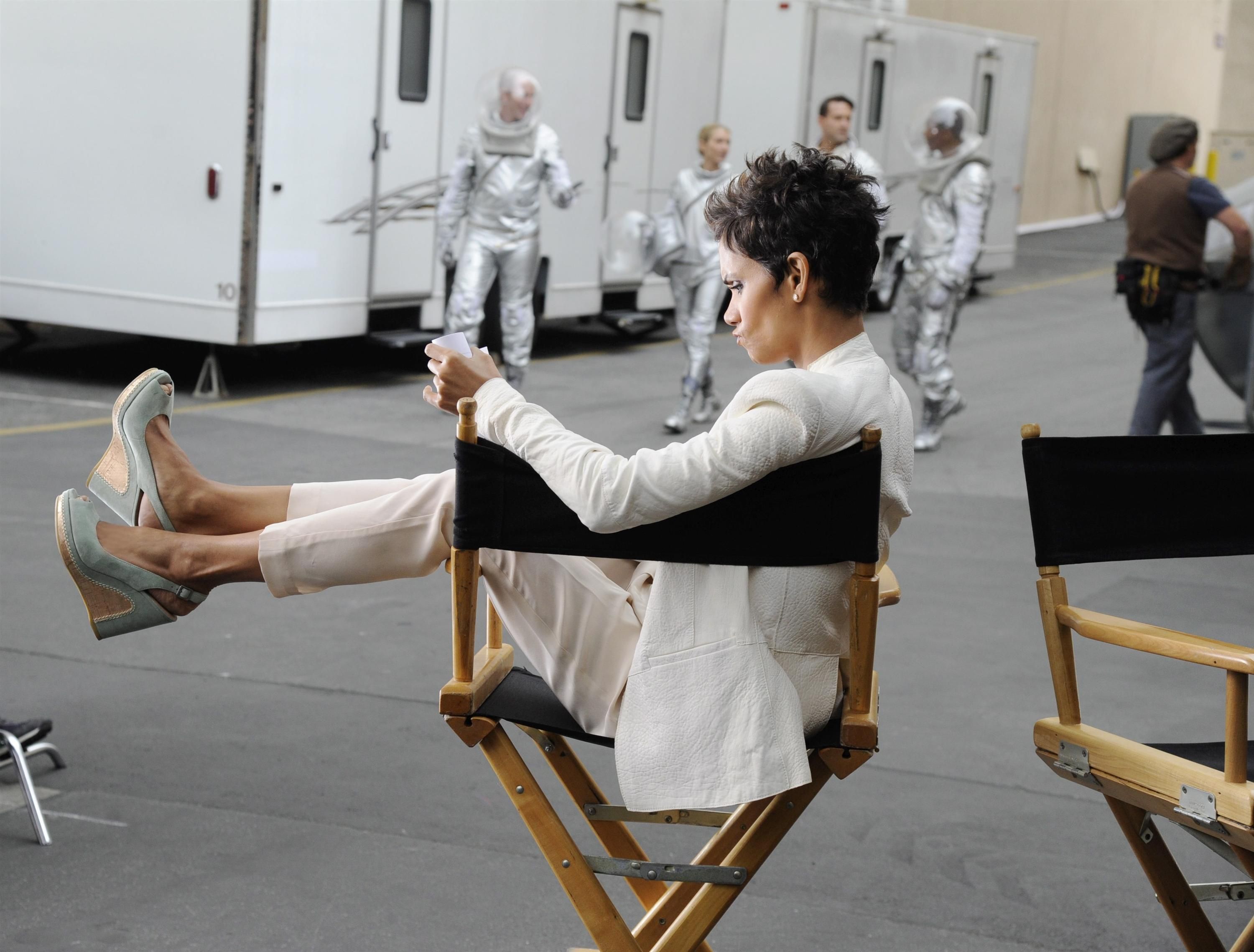 Halle Berry shooting a commercial for 5th Avenue Collection in LA on February 21, 2013