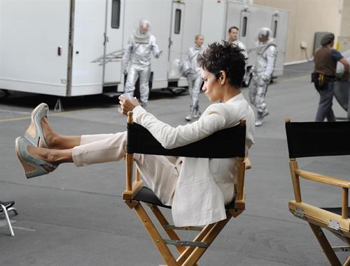 Halle Berry shooting a commercial for 5th Avenue Collection in LA on February 21, 2013