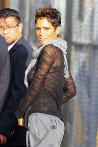 Halle Berry arrives for the Jimmy Kimmel Show in Los Angeles on March 20, 2013