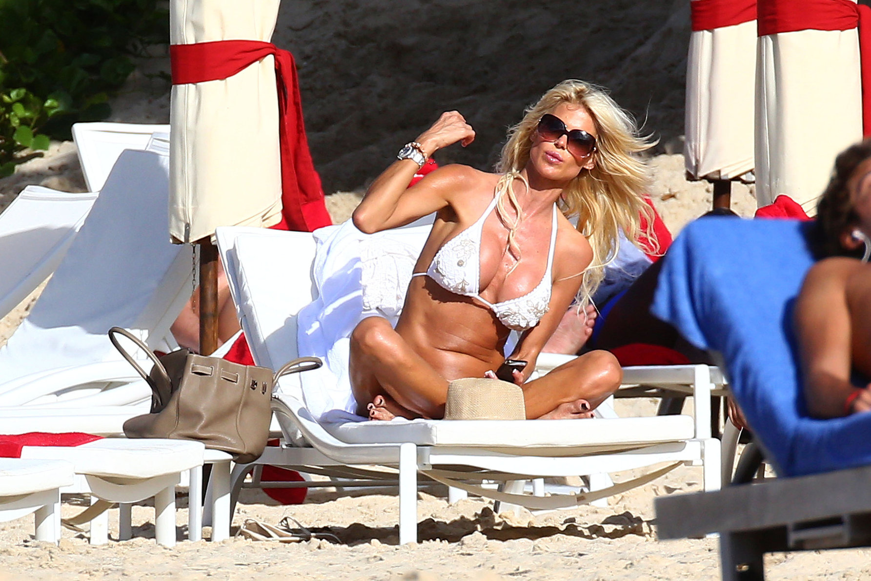 Victoria Silvstedt Bikini Pictures Victoria Silvstedt - white bikini in St. Barts 1/3/13