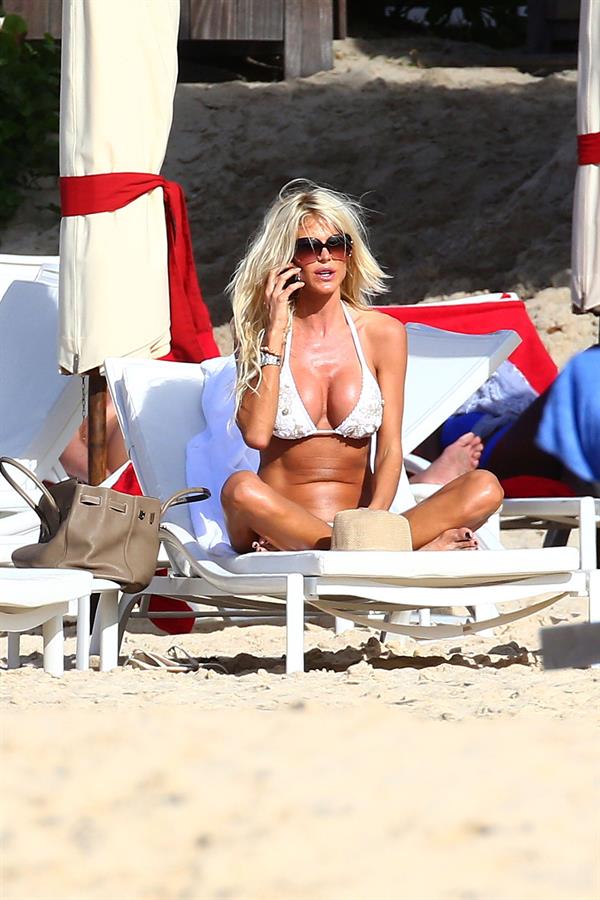 Victoria Silvstedt - white bikini in St. Barts 1/3/13  