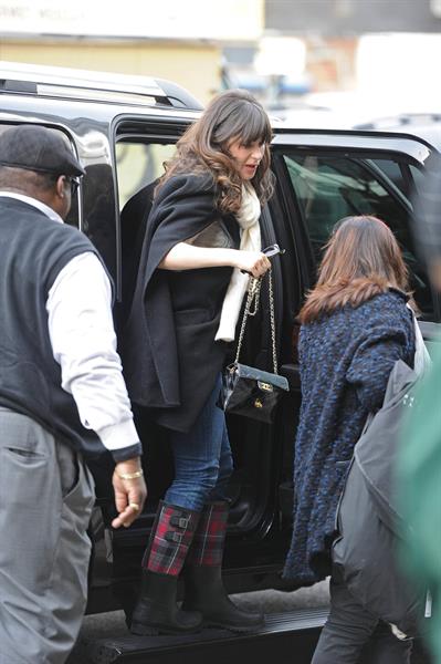 Zooey Deschanel seen out in SoHo holding a Chanel purse. November 16, 2012 