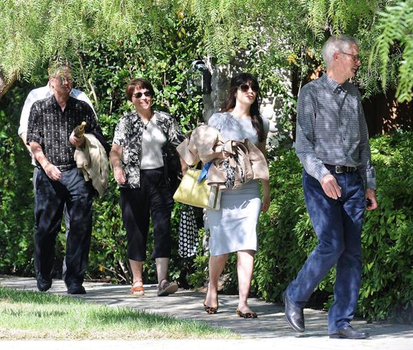 Zooey Deschanel - Heads to a family party in LA - August 26, 2012