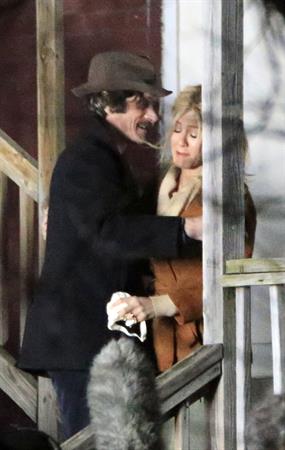 Jennifer Aniston on the set of 'Untitled Elmore Leonard Project' in Stamford, CT 2/12/13 